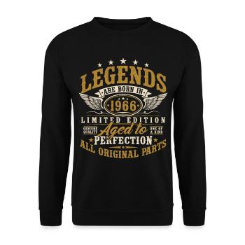 1966 Vintage Born Birthday Vintage Gift - Unisex Sweatshirt - black - Front - Alina (178cm) & Michal (187cm)