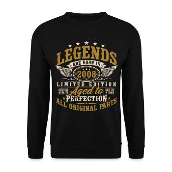 2008 Jahrgang Geburtstag Vintage Retro Geschenk - Unisex Pullover - Schwarz - Vorne - Alina (178cm) & Michal (187cm)