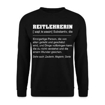 Reitlehrerin Definition Geschenk Lustig - Unisex Pullover - Schwarz - Vorne - Alina (178cm) & Michal (187cm)