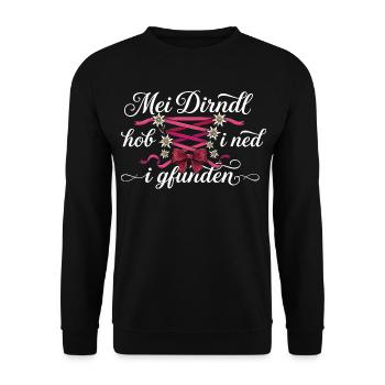 Mei Dirndl Spruch mit Schleifen - Unisex Pullover - Schwarz - Vorne - Alina (178cm) & Michal (187cm)