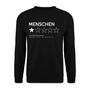 Bewertung Menschen  - Unisex Pullover - Schwarz - Vorne - Alina (178cm) & Michal (187cm)