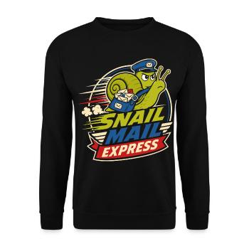 Snail Mail Express – Lustige Schneckenpost - Unisex Pullover - Schwarz - Vorne - Alina (178cm) & Michal (187cm)