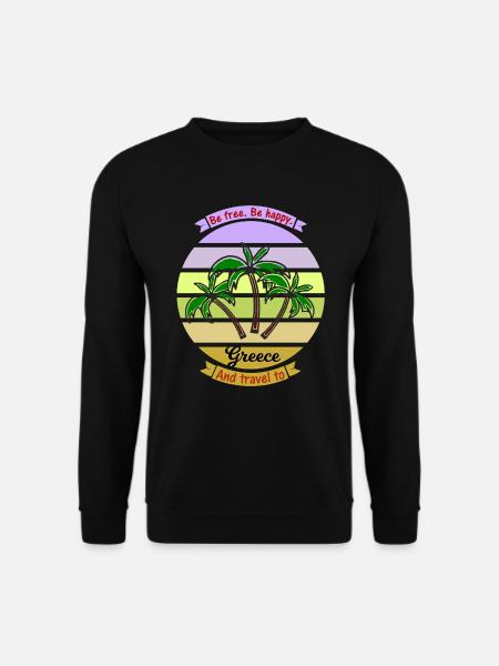 Griechenland Palmen Strand Retro - Unisex Pullover - Schwarz