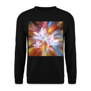 Abstrakte Blumen moderne Kunst - Unisex Pullover - Schwarz - Vorne - Alina (178cm) & Michal (187cm)
