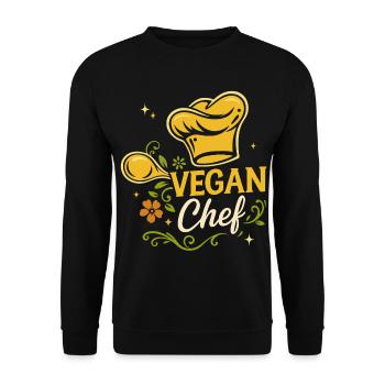 Vegan Chef – Veganes Küchen Motiv - Unisex Pullover - Schwarz - Vorne - Alina (178cm) & Michal (187cm)