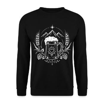 Bierfest im Oktober – Bierkrug Motiv - Unisex Pullover - Schwarz - Vorne - Alina (178cm) & Michal (187cm)
