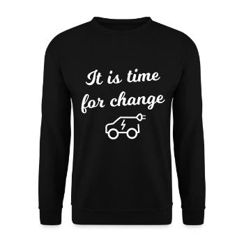 Zeit für Wandel Elektroauto - Unisex Pullover - Schwarz - Vorne - Alina (178cm) & Michal (187cm)