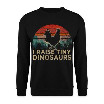 Ich ziehe winzige Dinosaurier auf – lustiges Hühnerbauern-Geschenk - Unisex Pullover - Schwarz - Vorne - Alina (178cm) & Michal (187cm)