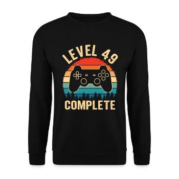 49. Geburtstag Level 49 Complete 49 Jahre Gamer - Unisex Pullover - Schwarz - Vorne - Alina (178cm) & Michal (187cm)