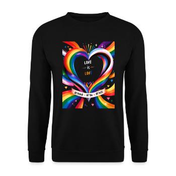 Regenbogenherz Liebe Freiheit - Unisex Pullover - Schwarz - Vorne - Alina (178cm) & Michal (187cm)
