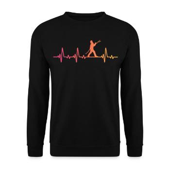 Feuerwehrmann Herzschlag Feuerwehr - Unisex Pullover - Schwarz - Vorne - Alina (178cm) & Michal (187cm)