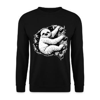 Bouldern Faultier mit Chalk: Klettern im Fokus - Unisex Pullover - Schwarz - Vorne - Alina (178cm) & Michal (187cm)