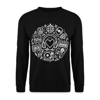 Music Doodles Party - Unisex Pullover - Schwarz - Vorne - Alina (178cm) & Michal (187cm)