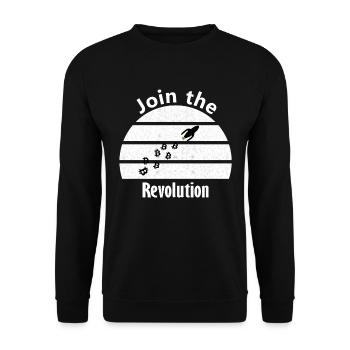 Rakete und Bitcoin Revolution - Unisex Pullover - Schwarz - Vorne - Alina (178cm) & Michal (187cm)