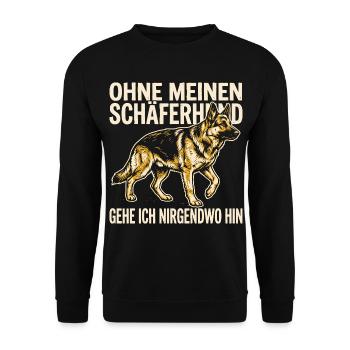 Ohne meinen Schäferhund gehe ich nirgendwo hin - Unisex Pullover - Schwarz - Vorne - Alina (178cm) & Michal (187cm)