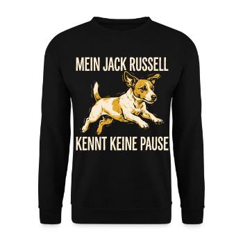 Mein Jack Russell kennt keine Pause - Unisex Pullover - Schwarz - Vorne - Alina (178cm) & Michal (187cm)