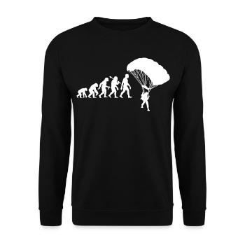 Fallschirmspringer Evolution Fallschirm - Unisex Pullover - Schwarz - Vorne - Alina (178cm) & Michal (187cm)