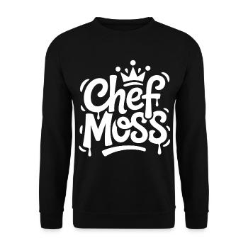 Chef Moss Krone Typo - Unisex Pullover - Schwarz - Vorne - Alina (178cm) & Michal (187cm)