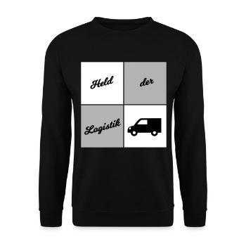 Held der Logistik - Unisex Pullover - Schwarz - Vorne - Alina (178cm) & Michal (187cm)