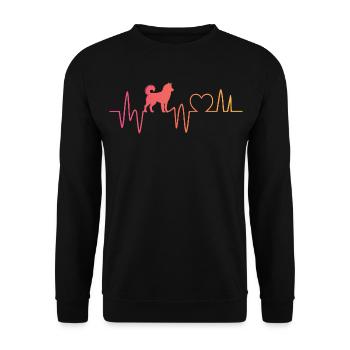 Husky Herzschlag Siberian Husky  - Unisex Pullover - Schwarz - Vorne - Alina (178cm) & Michal (187cm)