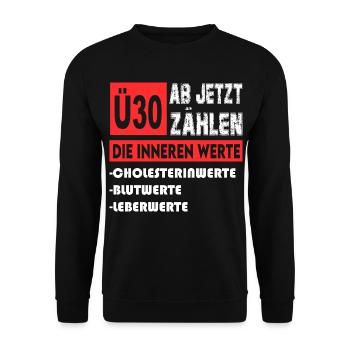 30 Jahre Innere Werte Cholesterin Blutwerte - Unisex Pullover - Schwarz - Vorne - Alina (178cm) & Michal (187cm)