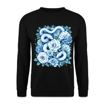 Hellblaues Snakes Rosenbeet-Design. - Unisex Pullover - Schwarz - Vorne - Alina (178cm) & Michal (187cm)