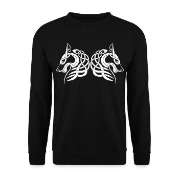 Weiße Zwillingswölfe - Unisex Pullover - Schwarz - Vorne - Alina (178cm) & Michal (187cm)