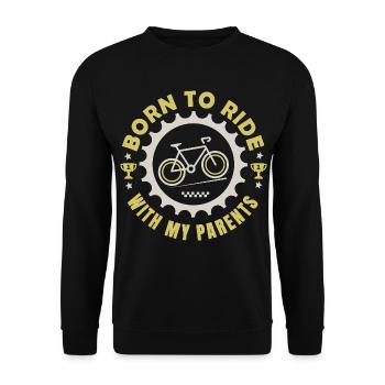 Geboren, um mit meinen Eltern zu fahren – Baby-Fahrrad - Unisex Pullover - Schwarz - Vorne - Alina (178cm) & Michal (187cm)