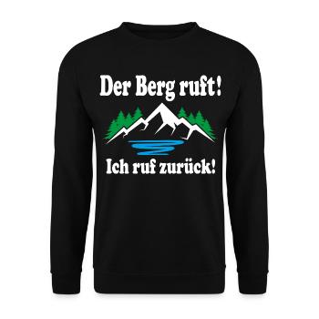 Der Berg ruft Ich ruf zurück Wandern Bergsteiger - Unisex Pullover - Schwarz - Vorne - Alina (178cm) & Michal (187cm)