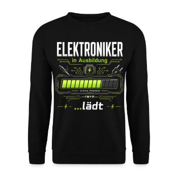 Elektroniker in Ausbildung | System lädt - Unisex Pullover - Schwarz - Vorne - Alina (178cm) & Michal (187cm)