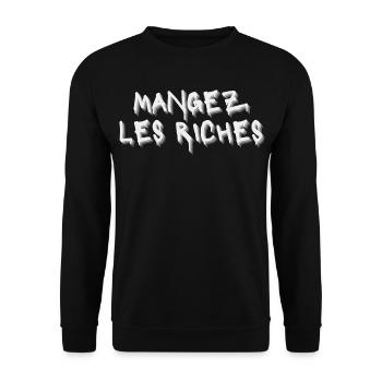 Eat the Rich Humor Militant Left Demo - Unisex Pullover - Schwarz - Vorne - Alina (178cm) & Michal (187cm)
