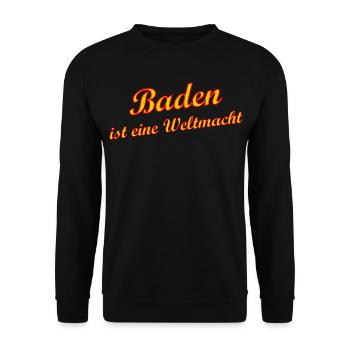 Baden Weltmacht Retro Script - Unisex Pullover - Schwarz - Vorne - Alina (178cm) & Michal (187cm)