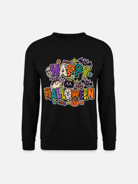 ⚫ Happy Halloween Letters - Unisex Pullover - Schwarz