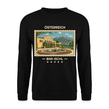 Österreich Bad Ischl Vintage Reisemarke - Unisex Pullover - Schwarz - Vorne - Alina (178cm) & Michal (187cm)