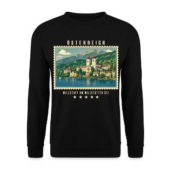 Österreich Millstatt am Millstätter See Vintage - Unisex Pullover - Schwarz - Vorne - Alina (178cm) & Michal (187cm)