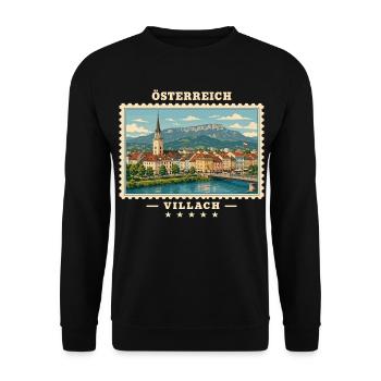 Österreich Villach Vintage Reisemarke - Unisex Pullover - Schwarz - Vorne - Alina (178cm) & Michal (187cm)