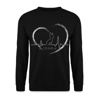 Chihuahua – Kleiner Hund mit großem Herzen - Unisex Pullover - Schwarz - Vorne - Alina (178cm) & Michal (187cm)