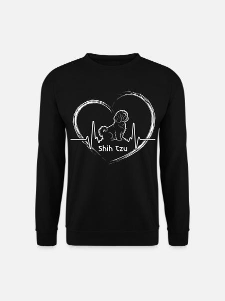 Shih Tzu Herzschlag – Vierbeinige Liebe - Unisex Pullover - Schwarz