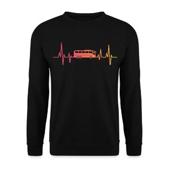 Busfahrer Herzschlag-Busfahrer - Unisex Pullover - Schwarz - Vorne - Alina (178cm) & Michal (187cm)