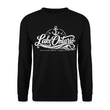 Lake Ontario The Great Lakes Vintage Retro  - Unisex Pullover - Schwarz - Vorne - Alina (178cm) & Michal (187cm)