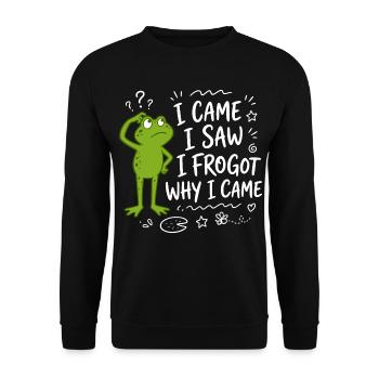 Frosch - I came I saw I frogot why I came - Unisex Pullover - Schwarz - Vorne - Alina (178cm) & Michal (187cm)
