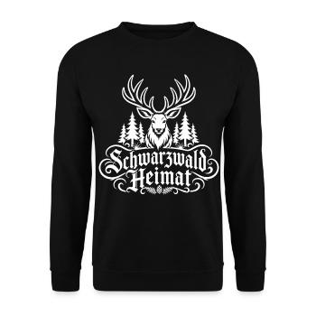 Schwarzwald Heimat Hirsch Hirschgeweih - Unisex Pullover - Schwarz - Vorne - Alina (178cm) & Michal (187cm)