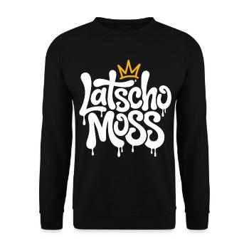 Latscho Moss Graffiti Krone - Unisex Pullover - Schwarz - Vorne - Alina (178cm) & Michal (187cm)