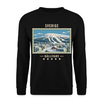 Schweden Gällivare Winter Vintage Reisemarke - Unisex Pullover - Schwarz - Vorne - Alina (178cm) & Michal (187cm)