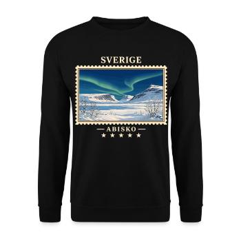 Schweden Abisko Winter Vintage Reisemarke - Unisex Pullover - Schwarz - Vorne - Alina (178cm) & Michal (187cm)