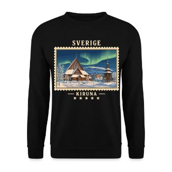 Schweden Kiruna Winter Vintage Reisemarke - Unisex Pullover - Schwarz - Vorne - Alina (178cm) & Michal (187cm)