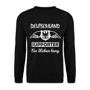 Deutschland Supporter Lebenslang - Unisex Pullover - Schwarz - Vorne - Alina (178cm) & Michal (187cm)