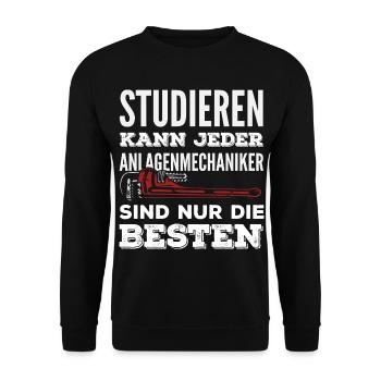 Anlagenmechaniker SHK Sanitär Heizung Handwerk - Unisex Pullover - Schwarz - Vorne - Alina (178cm) & Michal (187cm)