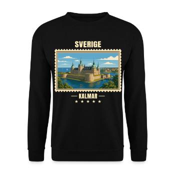 Schweden Kalmar Vintage Reisemarke - Unisex Pullover - Schwarz - Vorne - Alina (178cm) & Michal (187cm)