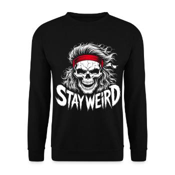 Stay Weird Skull mit rotem Band - Unisex Pullover - Schwarz - Vorne - Alina (178cm) & Michal (187cm)